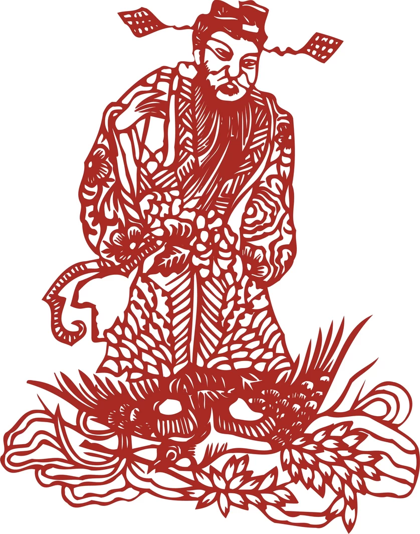 中国风中式传统喜庆民俗人物动物窗花剪纸插画边框AI矢量PNG素材【2396】